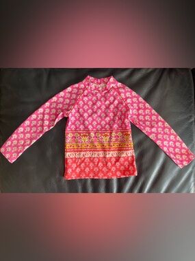 Mini Boden Pink & Coral Floral-Pattern Kids Rashguard